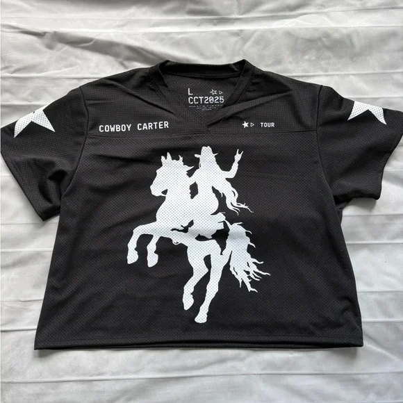 Official Beyoncé Cowboy Carter Merch Size L Black Jersey NWOT beyonce - Picture 1 of 10